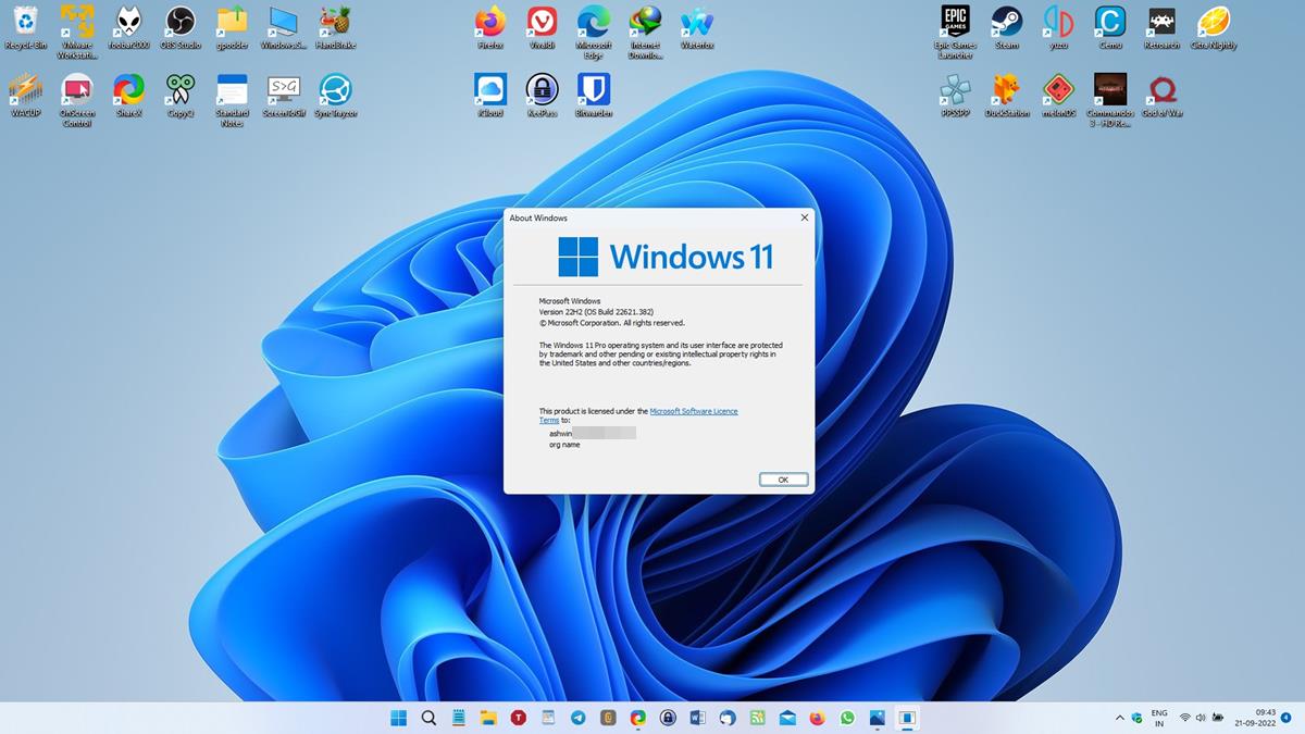 Windows 11 22H2 installation complete