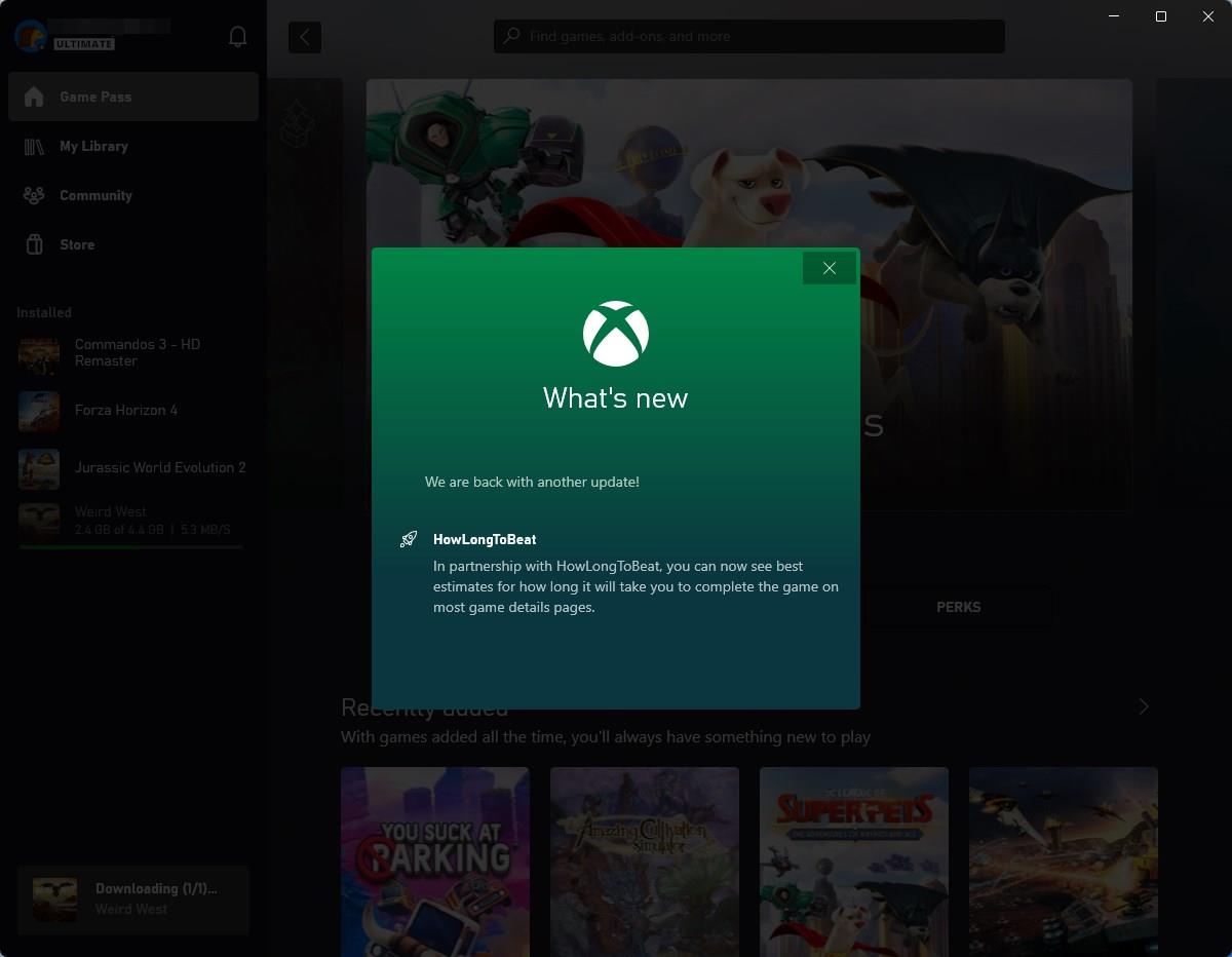 Xbox app on PC now supports HowLongToBeat
