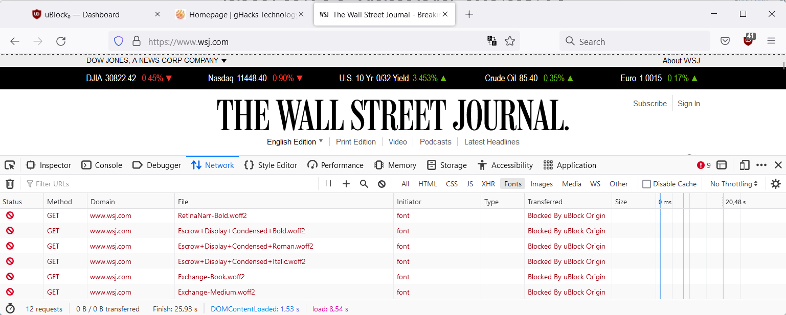 blocked web fonts