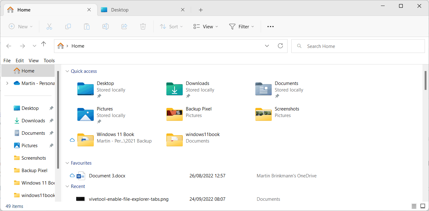 file explorer tabs