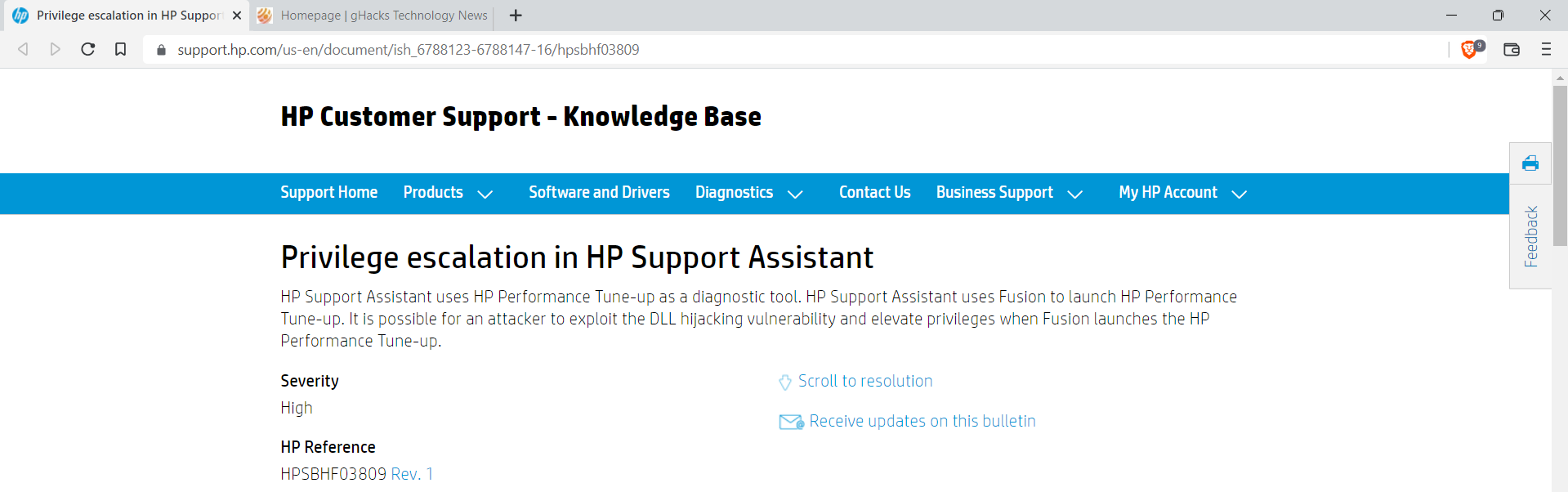 HP Support Assistant has a DLL Hijacking Vulnerability