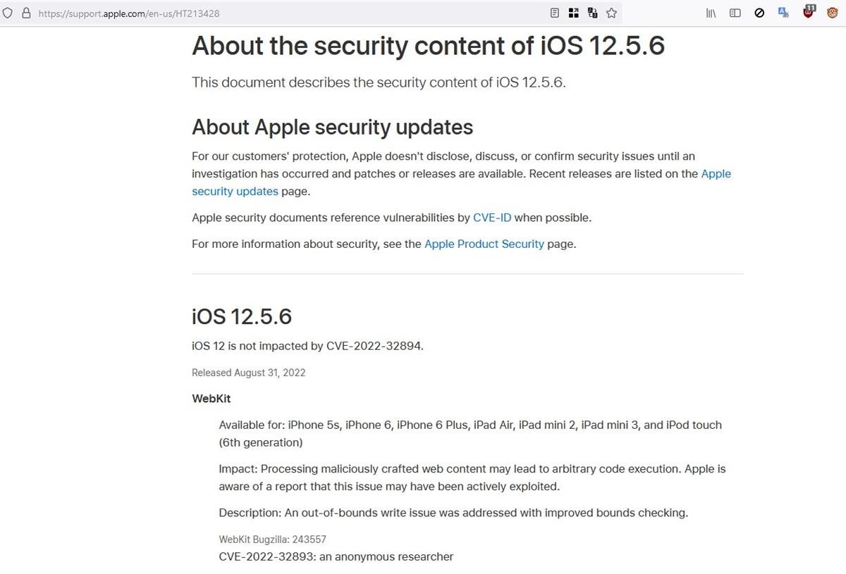 iOS 12.5.6 update for iPhone 5s, 6 and 6 Plus fixes a critical security issue