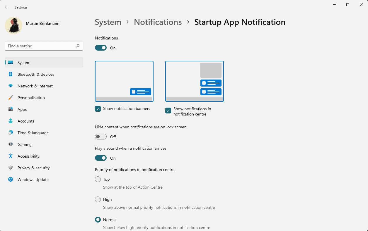 windows 11 autostart notifications