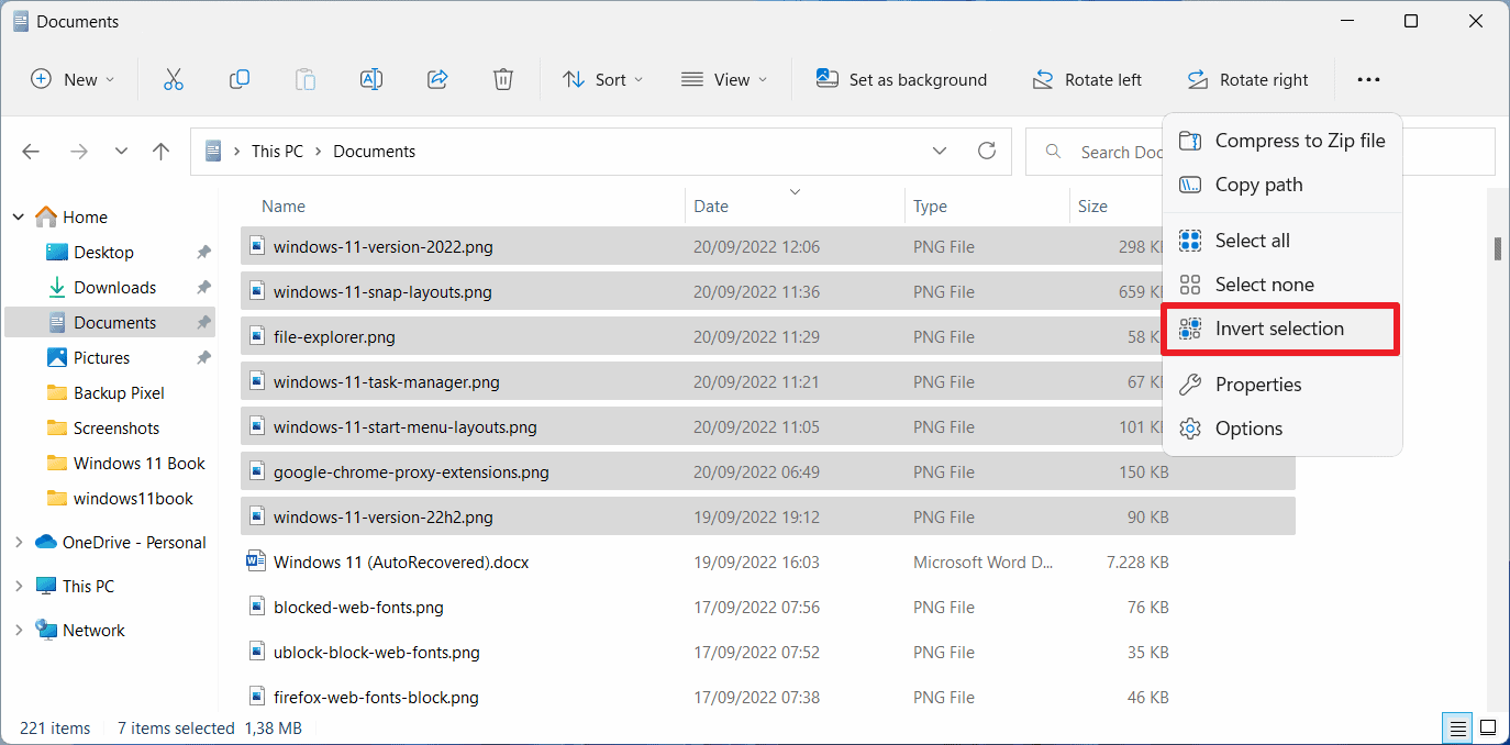 [Image: windows-11-invert-selection.png]