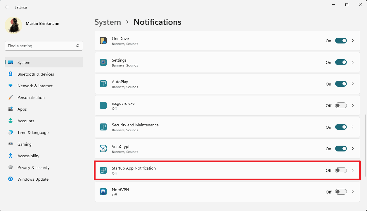 windows 11 startup  app notifications