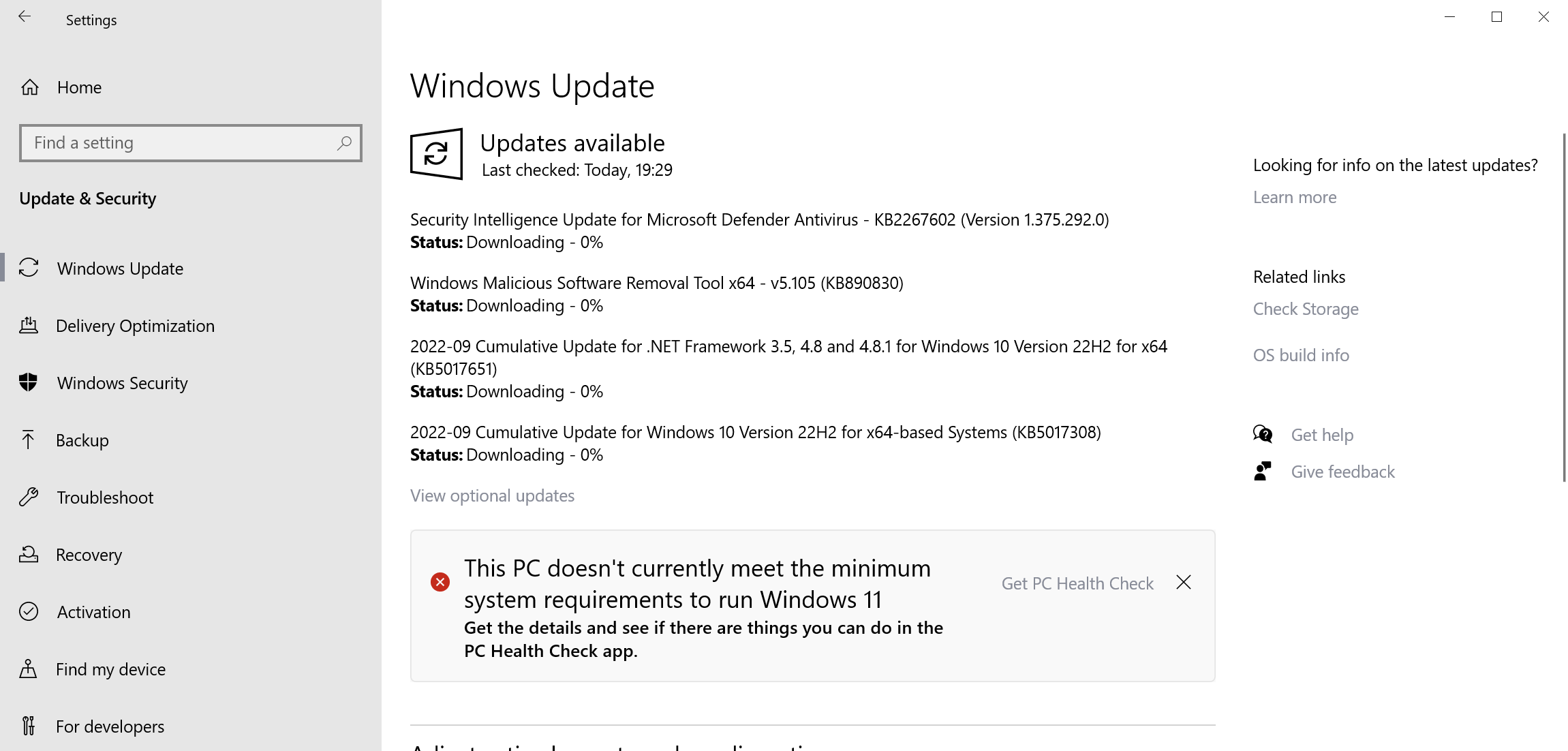 Aggiornamenti di sicurezza di Windows settembre 2022