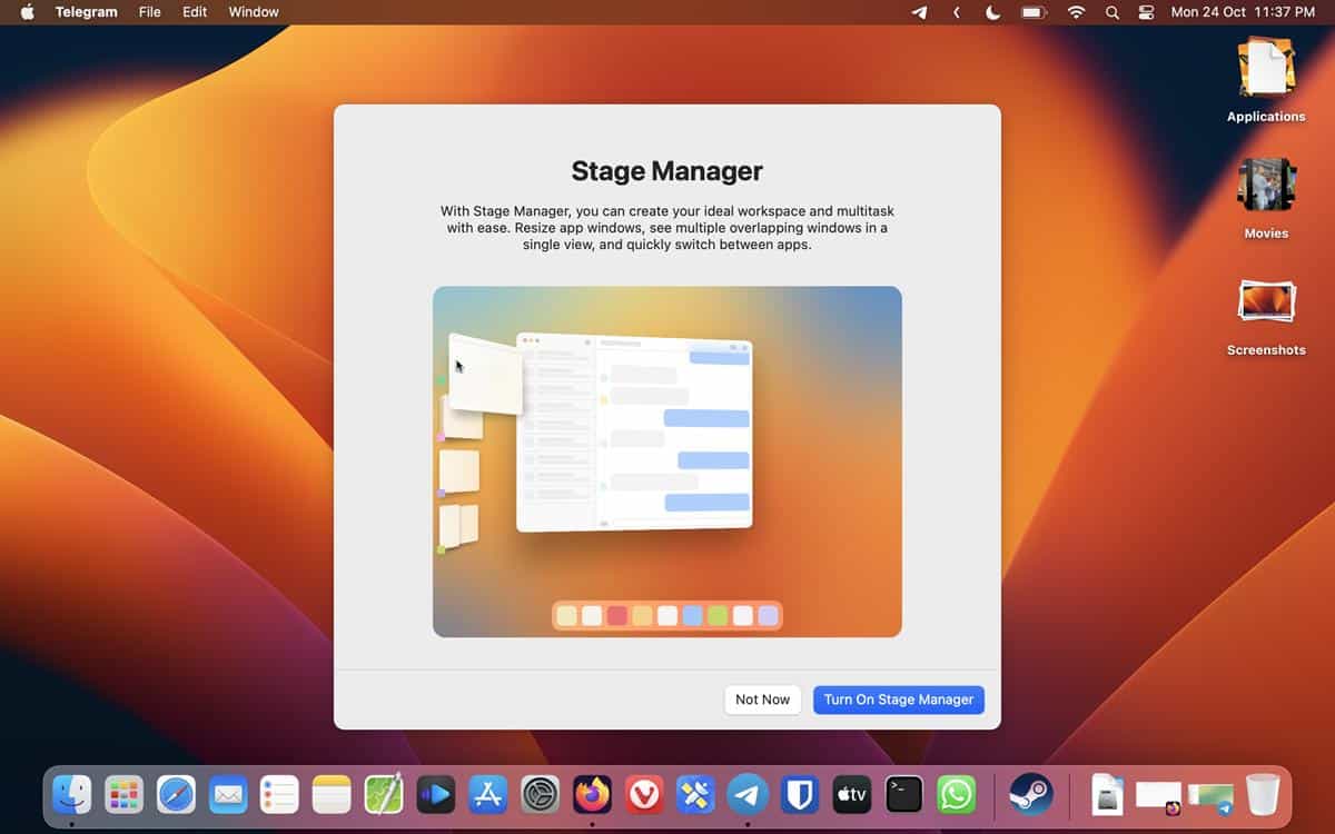 Stage Manager in macOS Ventura - first run