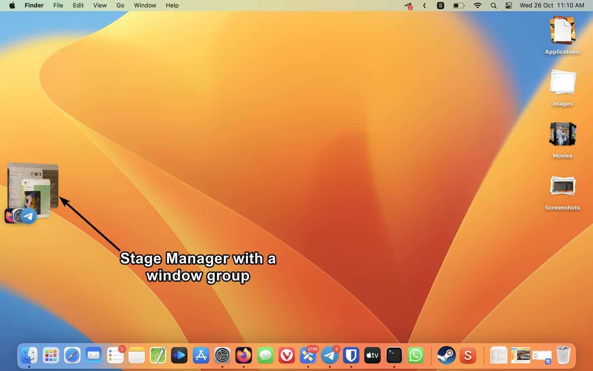 Stage Manager macOS 13 Ventura window group