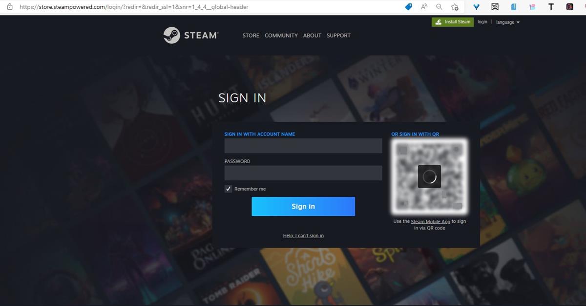 Steam sign in with qr code