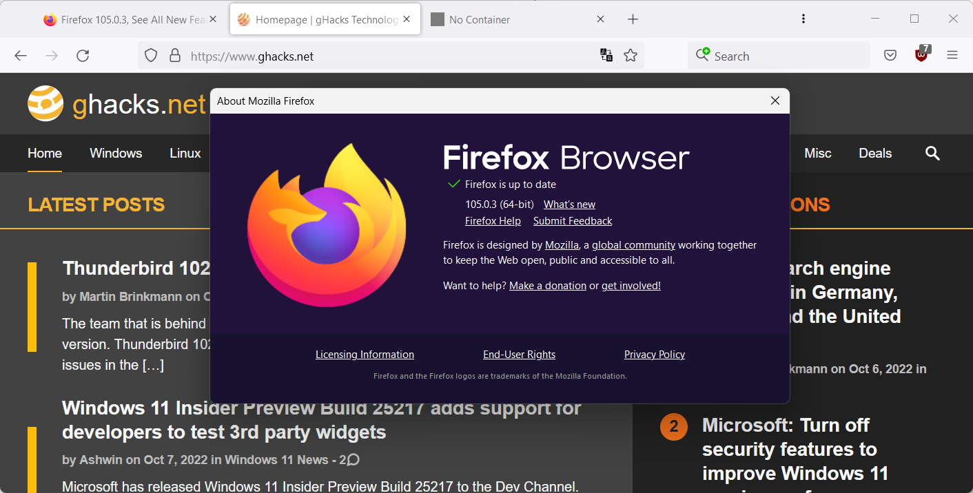 firefox 105.0.3 avast crashes