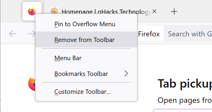 firefox view remove