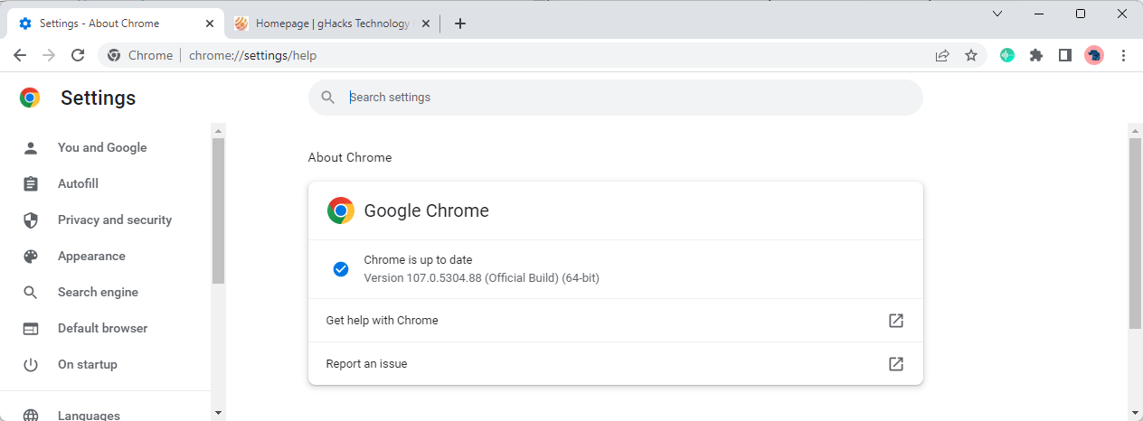 google chrome 107 security update