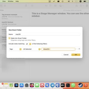 macOS 13 Ventura Notes app create a smart folder