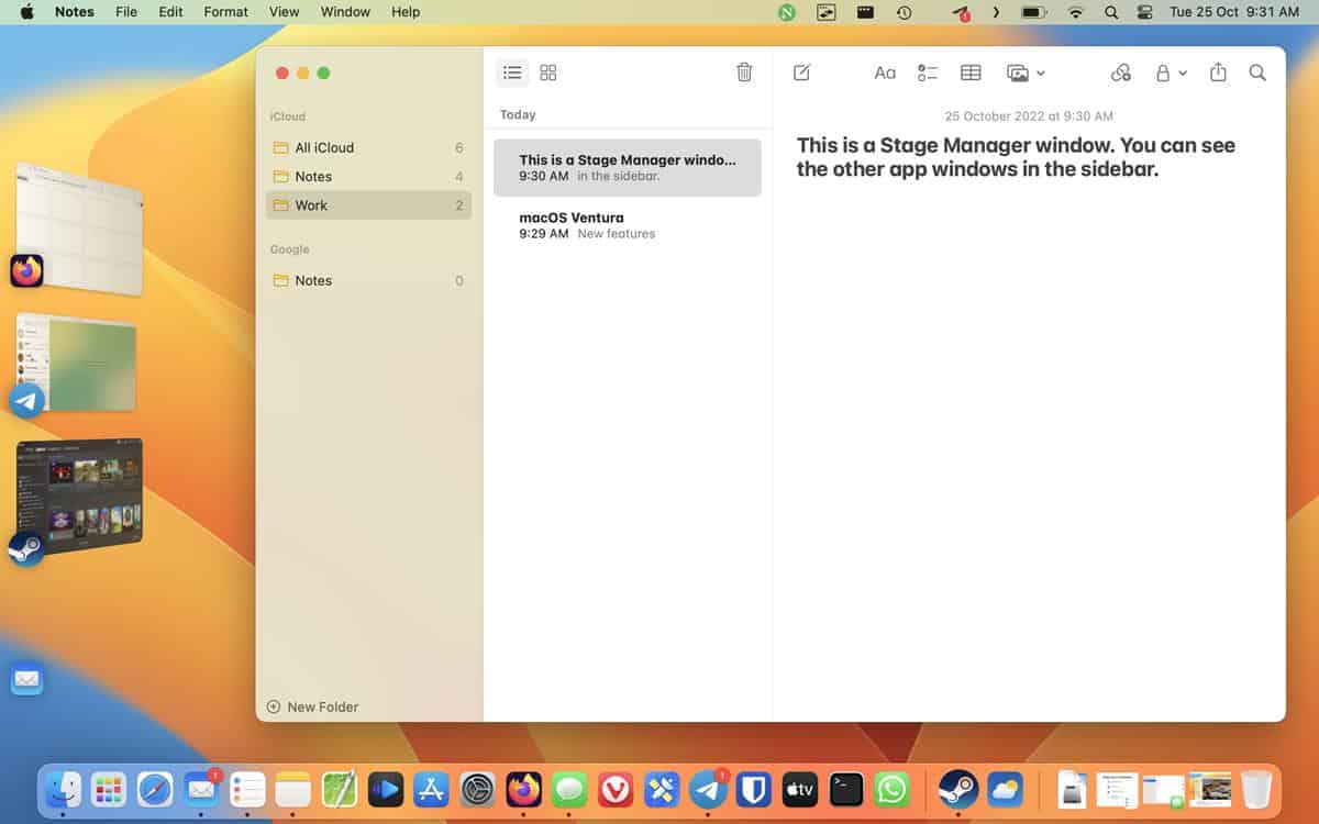 macOS 13 Ventura - Stage Manager