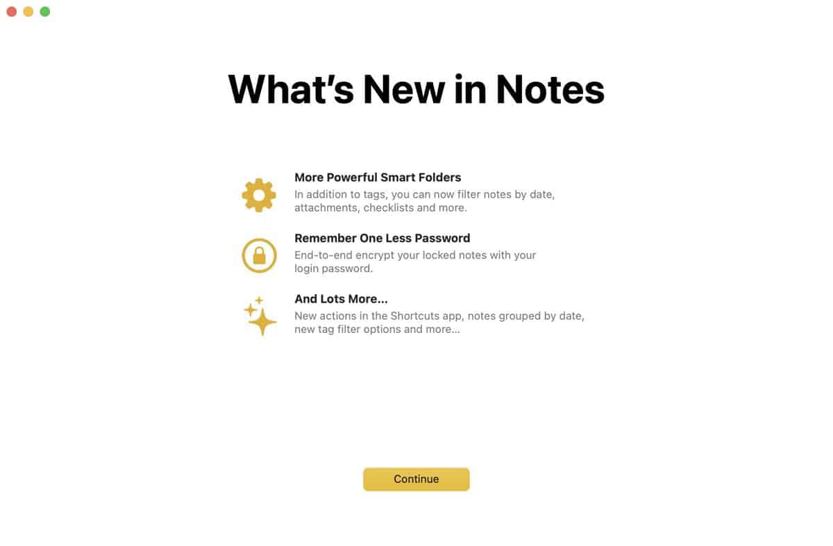 macOS 13 Ventura note app