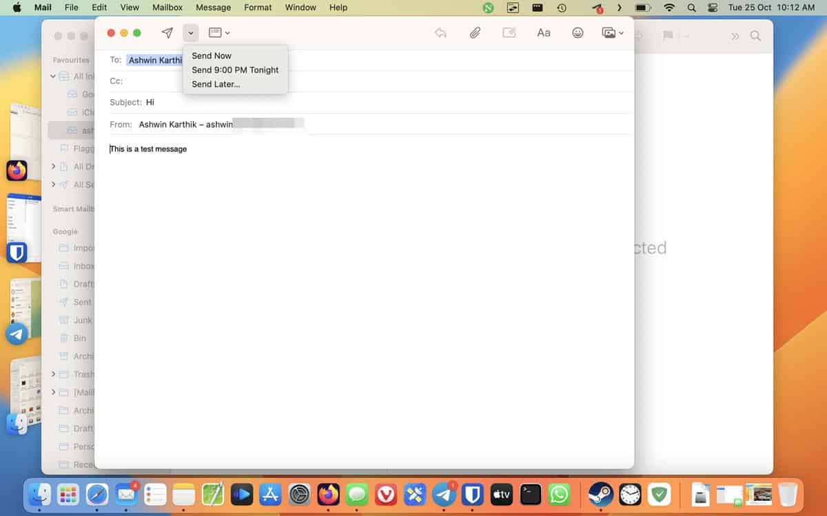 macOS 13 mail app schedule send