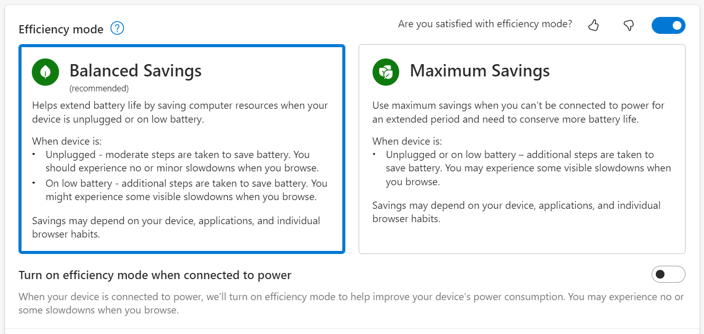 microsoft edge-efficiency mode maximum