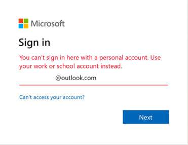 outlook sign-in error personal account