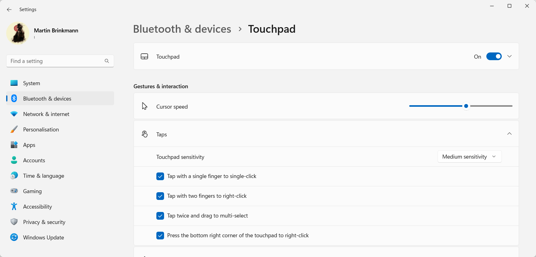 windows 11 touchpad