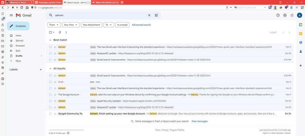 Gmail gets improved search results based on recent activity