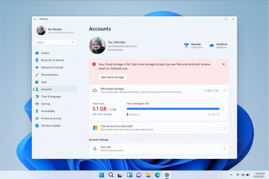 Windows 11 Insider Preview Build 25247 onedrive storage