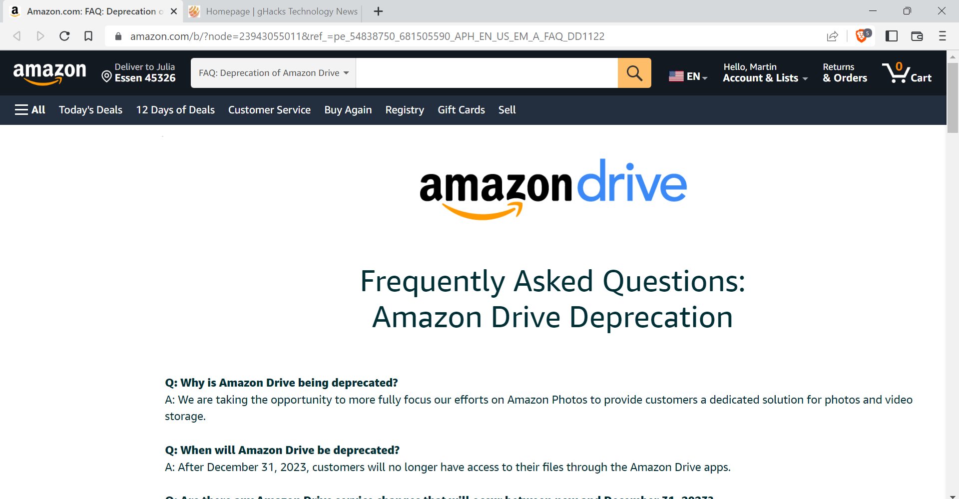 amazon drive shutdown