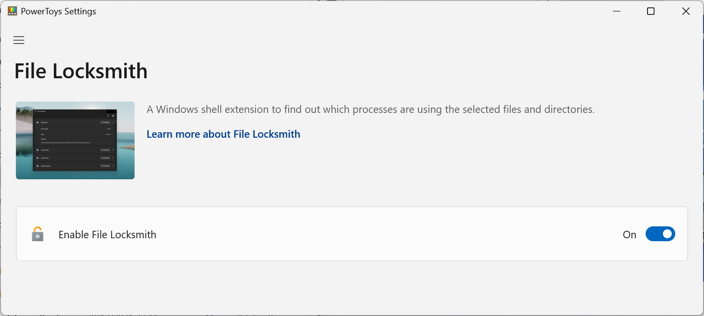 file locksmith in PowerToys