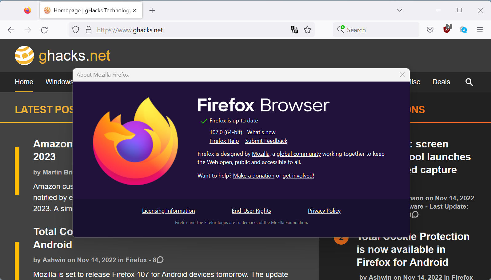Firefox 107 stabile
