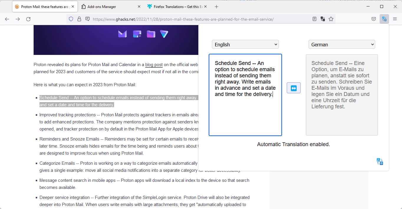 firefox translations free text translate