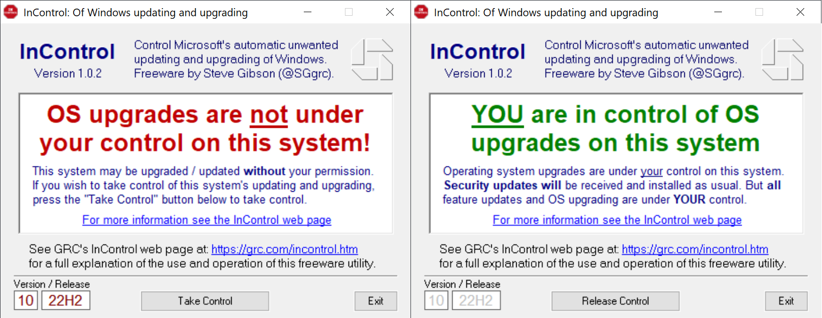 incontrol windows target release update