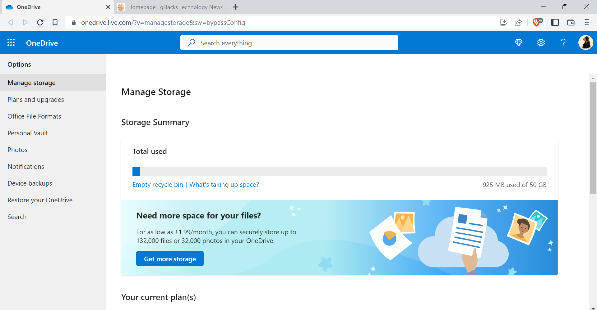 outlook.com onedrive storage microsoft