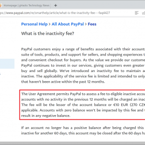 paypal inactivity fee