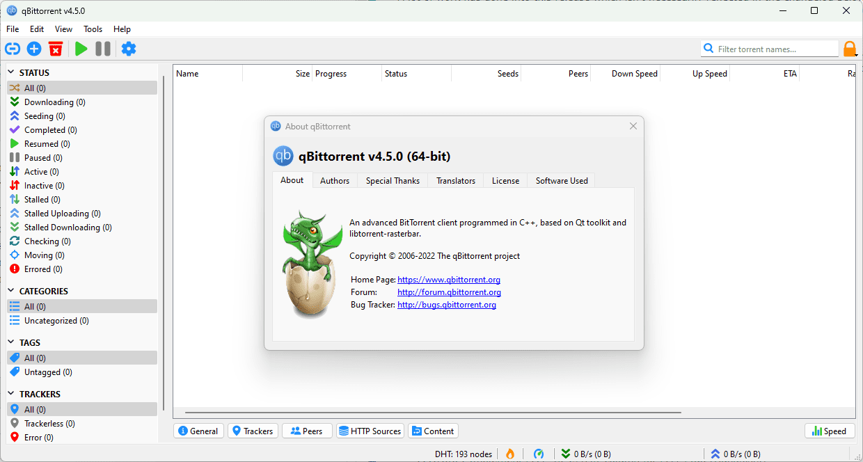 Bittorrent Client qBittorrent v4.5.0 released