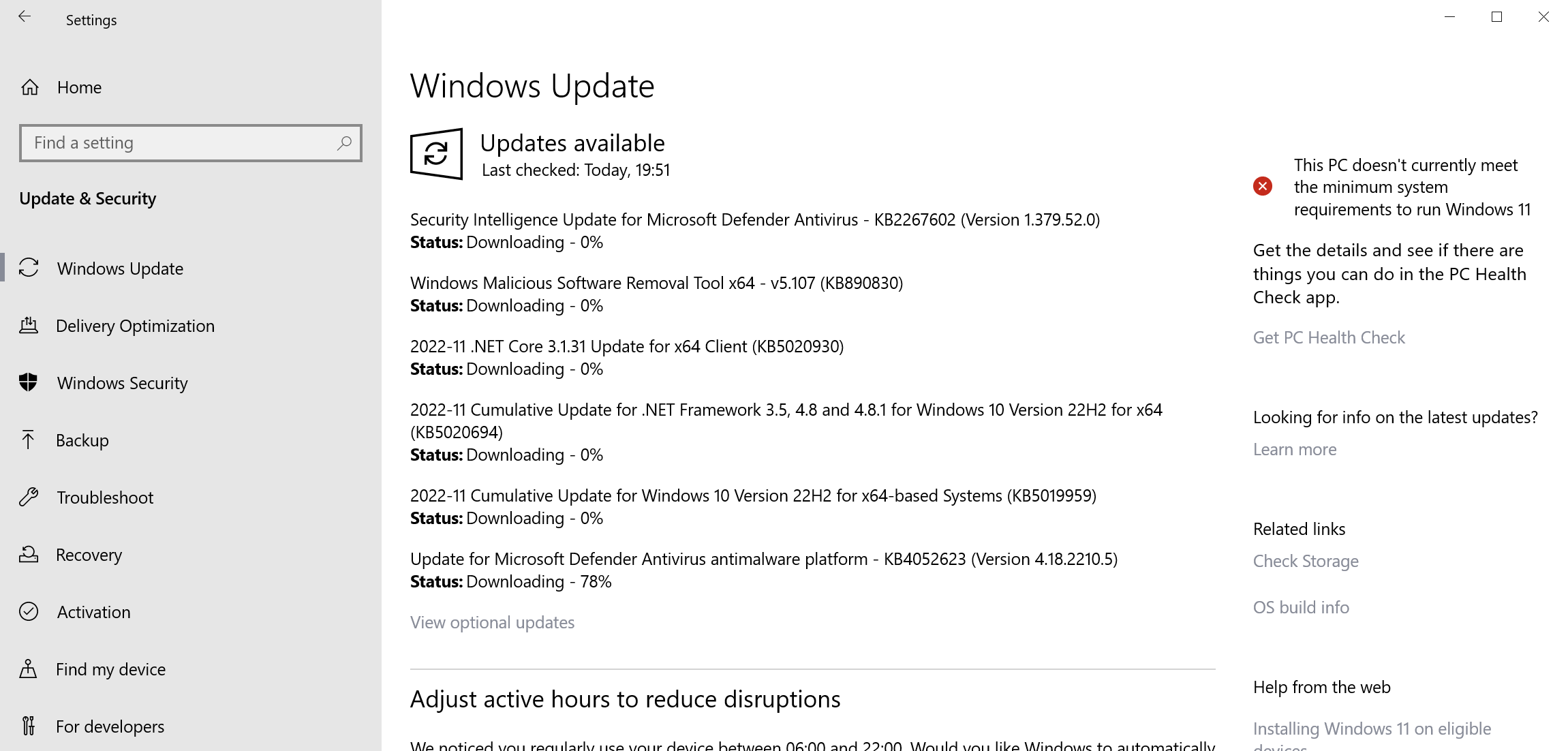 aggiornamenti di sicurezza di windows novembre 2022