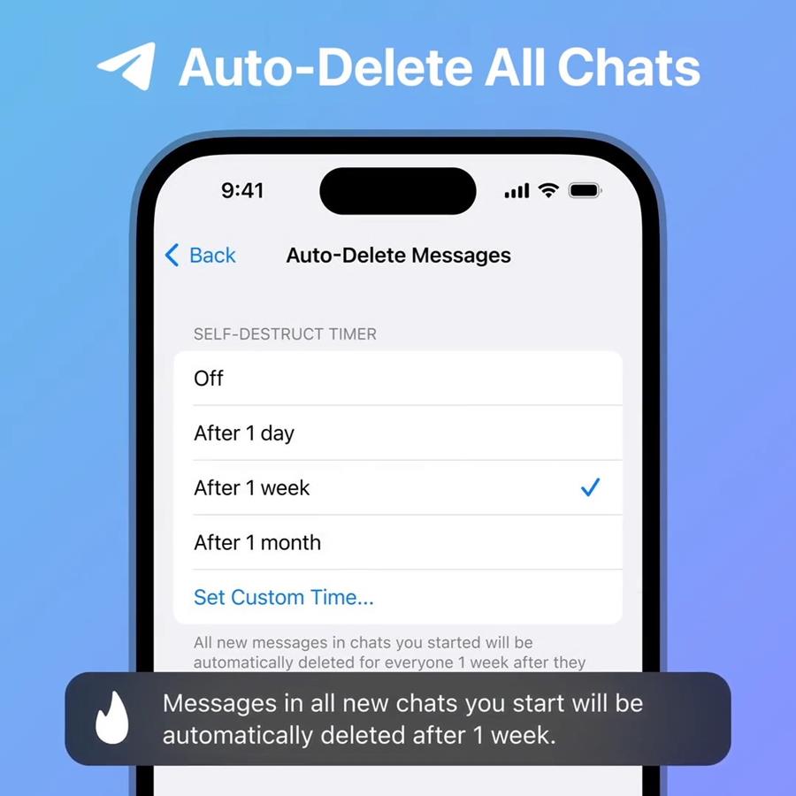 Elimina automaticamente tutte le chat su Telegram