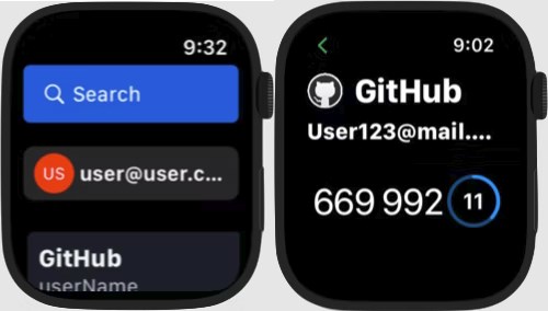 Bitwarden app for Apple Watch TOTP codes