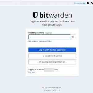 Bitwarden's passwordless authentication step 1