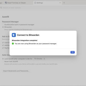 DuckDuckGo's browser for Mac Bitwarden Password Manager