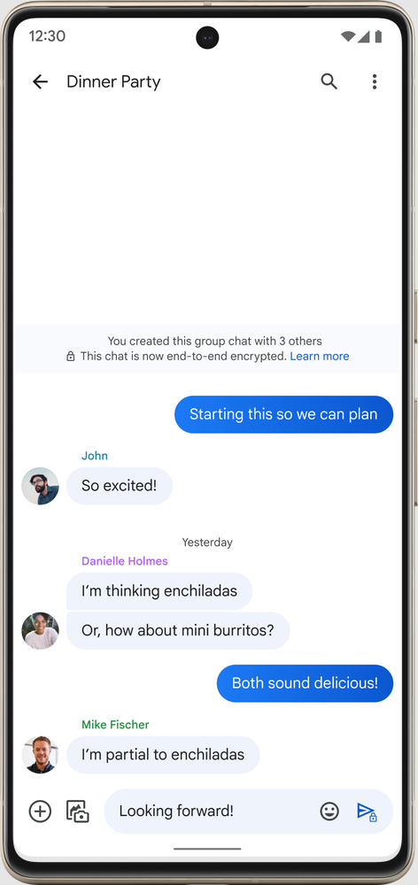 Crittografia end-to-end dell'app Google Messaggi per le chat di gruppo
