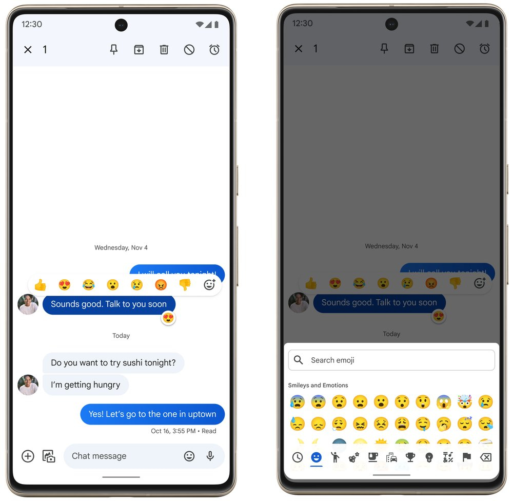 Google Messages will add support for reactions in RCS
