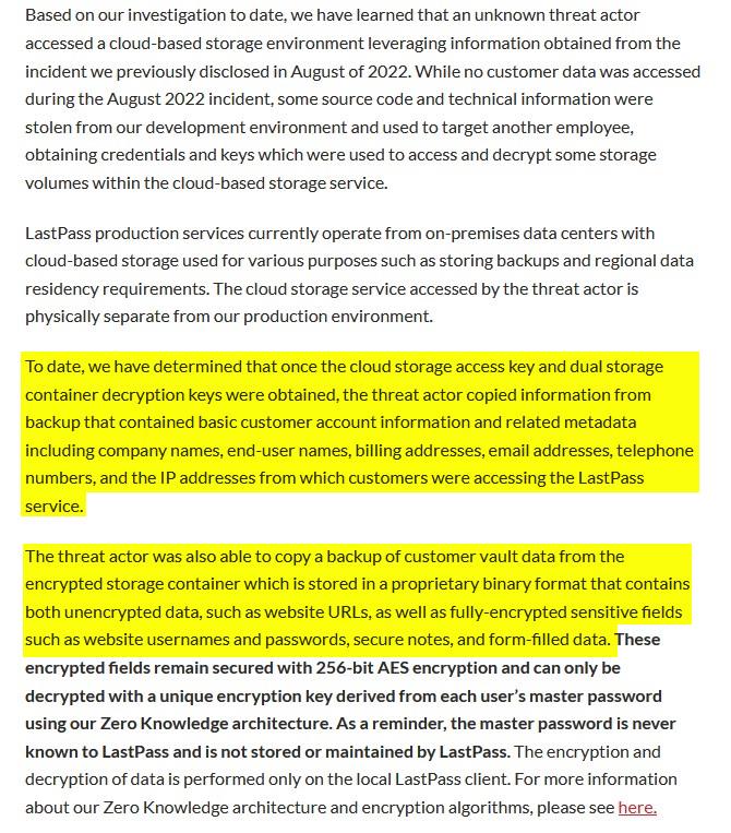 LastPass Security Incident December 2022