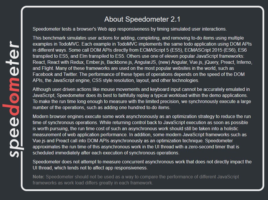 Speedometer browser benchmark tool