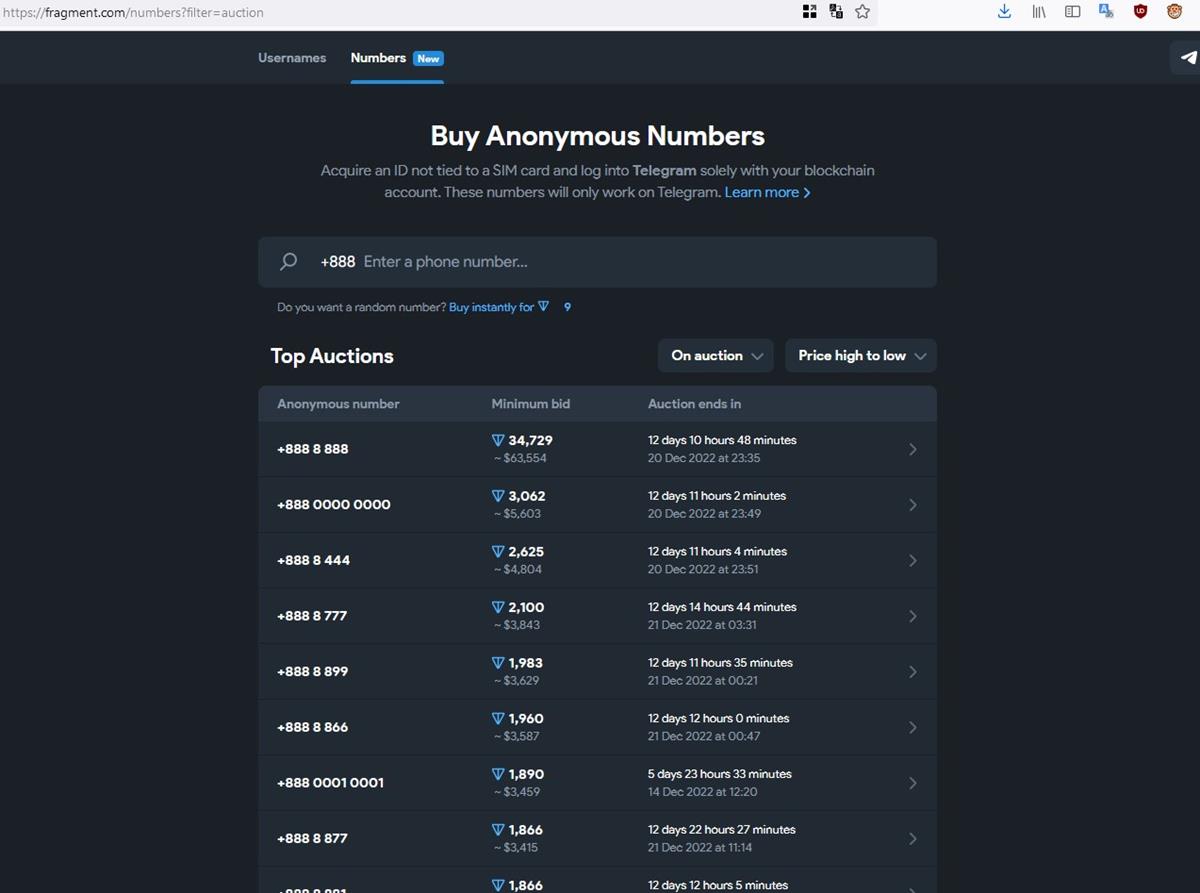 Telegram now lets users buy anonymous numbers by pay with cryptocurrency