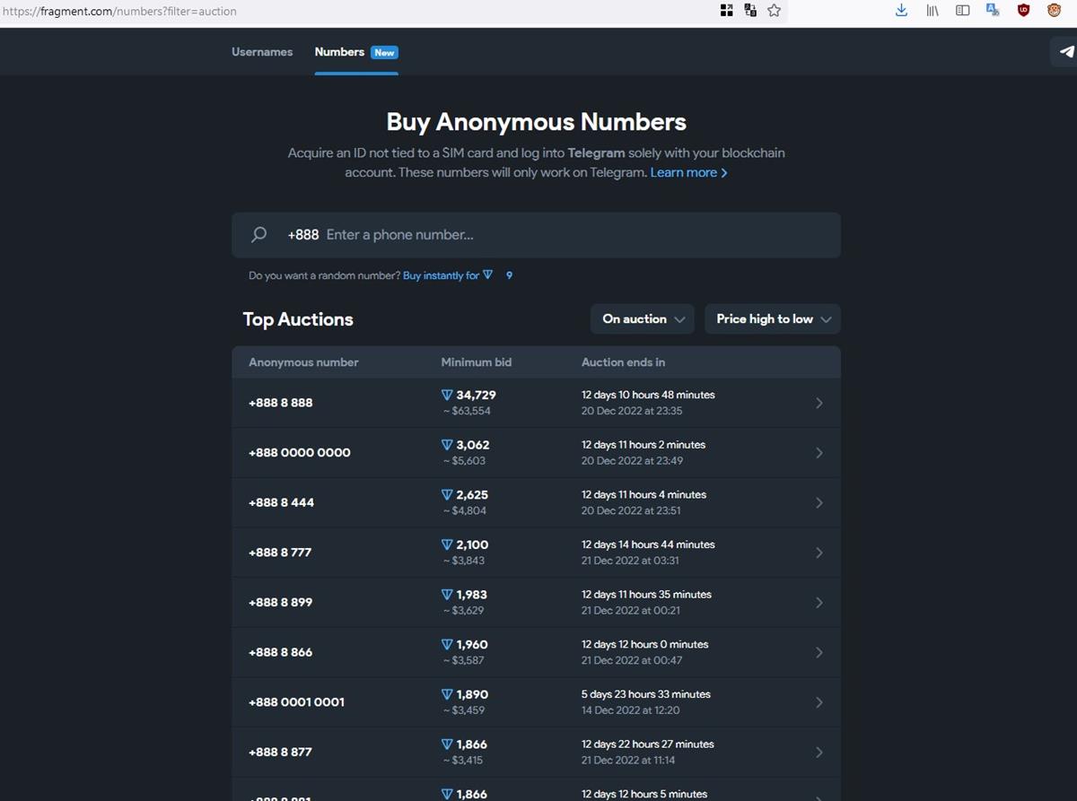 how to get telegram anonymous number