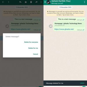 WhatsApp gets an Undo option to help you retrieve accidentally deleted messages
