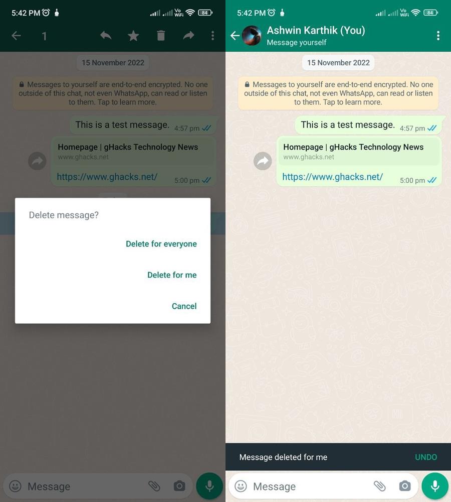 WhatsApp ottiene un'opzione Annulla per aiutarti a recuperare i messaggi eliminati accidentalmente