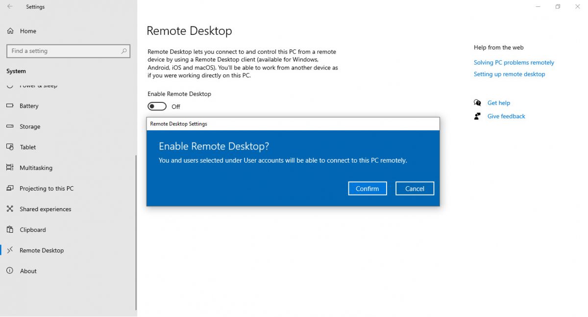 Windows 10 Remote Access