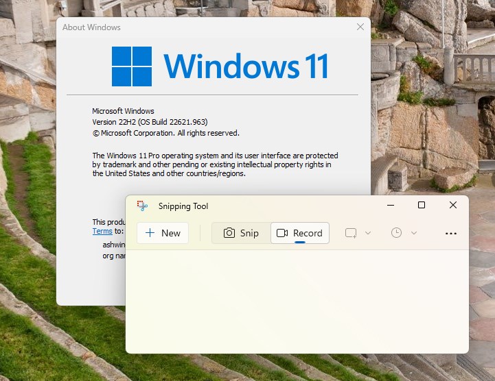 Windows 11 Snipping Tool record option