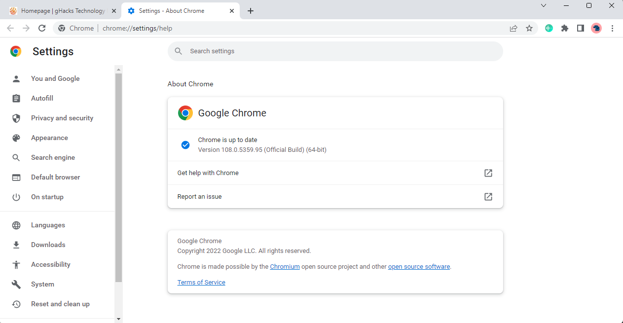 chrome 108 security update