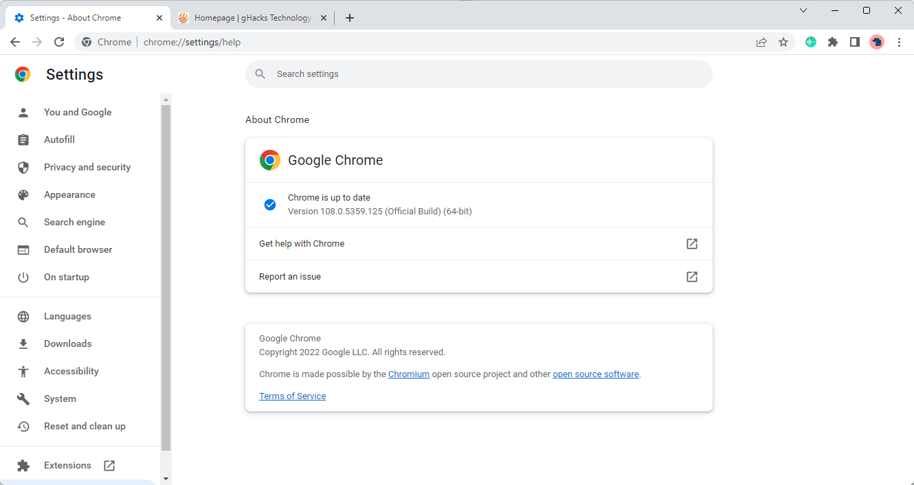 google chrome 108 security update